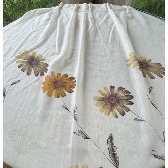 Vintage 1970s cream curtain, large brown, orange flowers, pleated, price for 1 - Picture 6 of 10